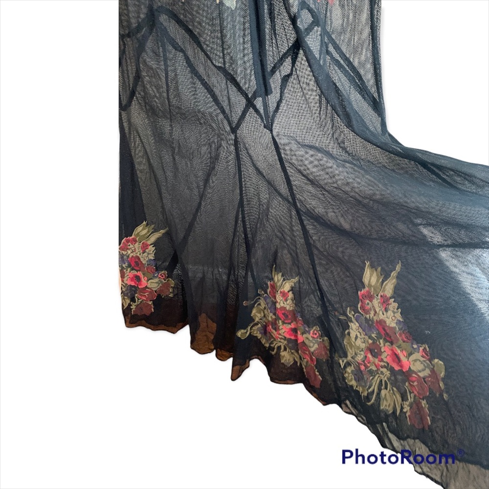 ASOS Maxi Mesh Evening Gown Dramatic Floral Print Bias Cut Trumpet Skirt 16 - Picture 4 of 7